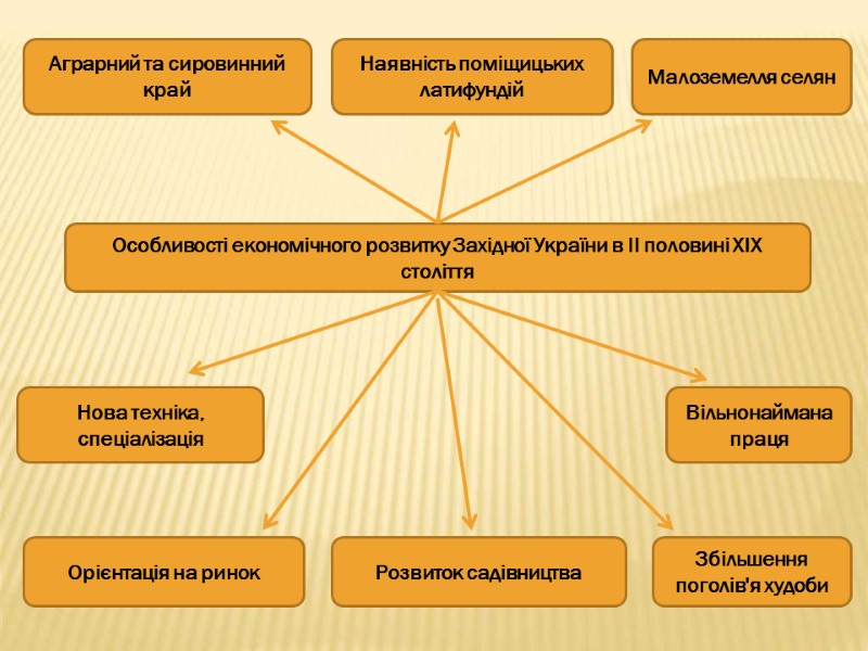 Особливості економічного розвитку Західної України в ІІ половині ХІХ століття Аграрний та сировинний край